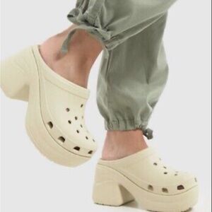 Crocs Siren Clog Bone Men's 10 Women's 12 Nude/Bone Platform Retro Summer